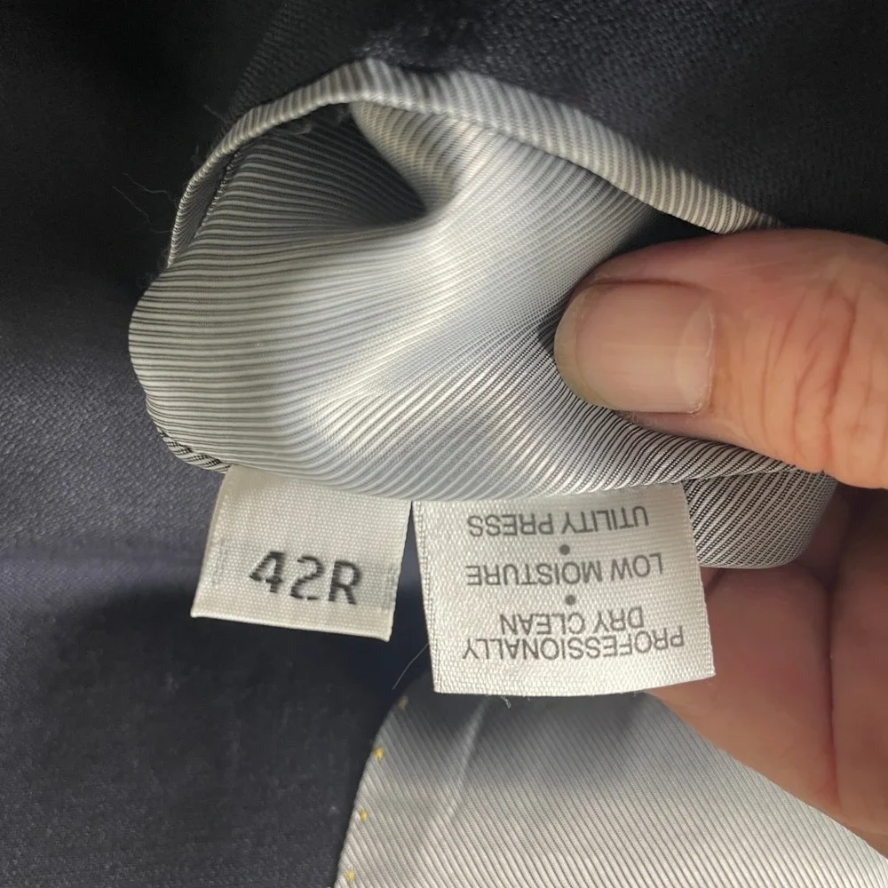 Hart Schaffner Marx Sport Coat 42R Classic Wool Navy Gold Trumpeter Blazer